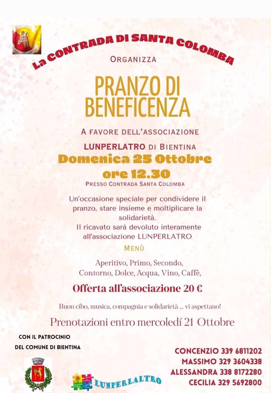 pranzo beneficenza santa colomba